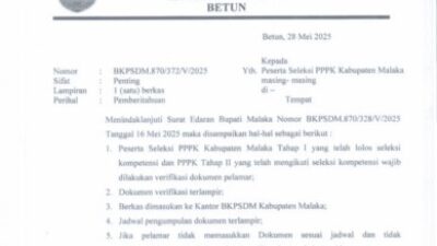 Pemkab Malaka Umumkan Jadwal dan Syarat Verifikasi Dokumen Peserta PPPK 2024 Tahap I & II
