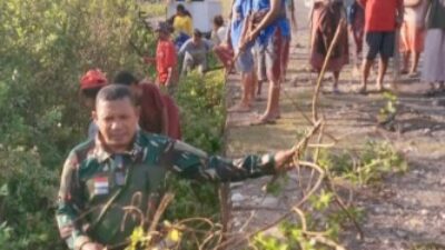 Babinsa Desa Na’as dan Warga Gelar Jumat Bersih di Perbatasan Motaulun–Maktihan